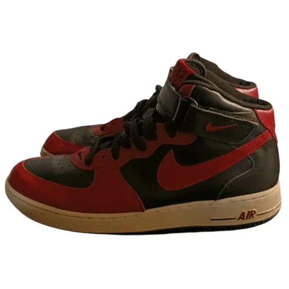 Air Force 1 (Nike)-(Mid)-(Red/Black)-(Pre-owned)-(Worn Condition)-(Size:11)-$35 - Picture 2 of 6